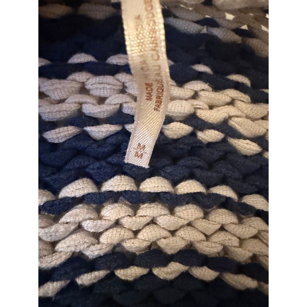 Free People Portland Pullover M Denim Island Navy Cream Striped Sweater - Picture 7 of 9